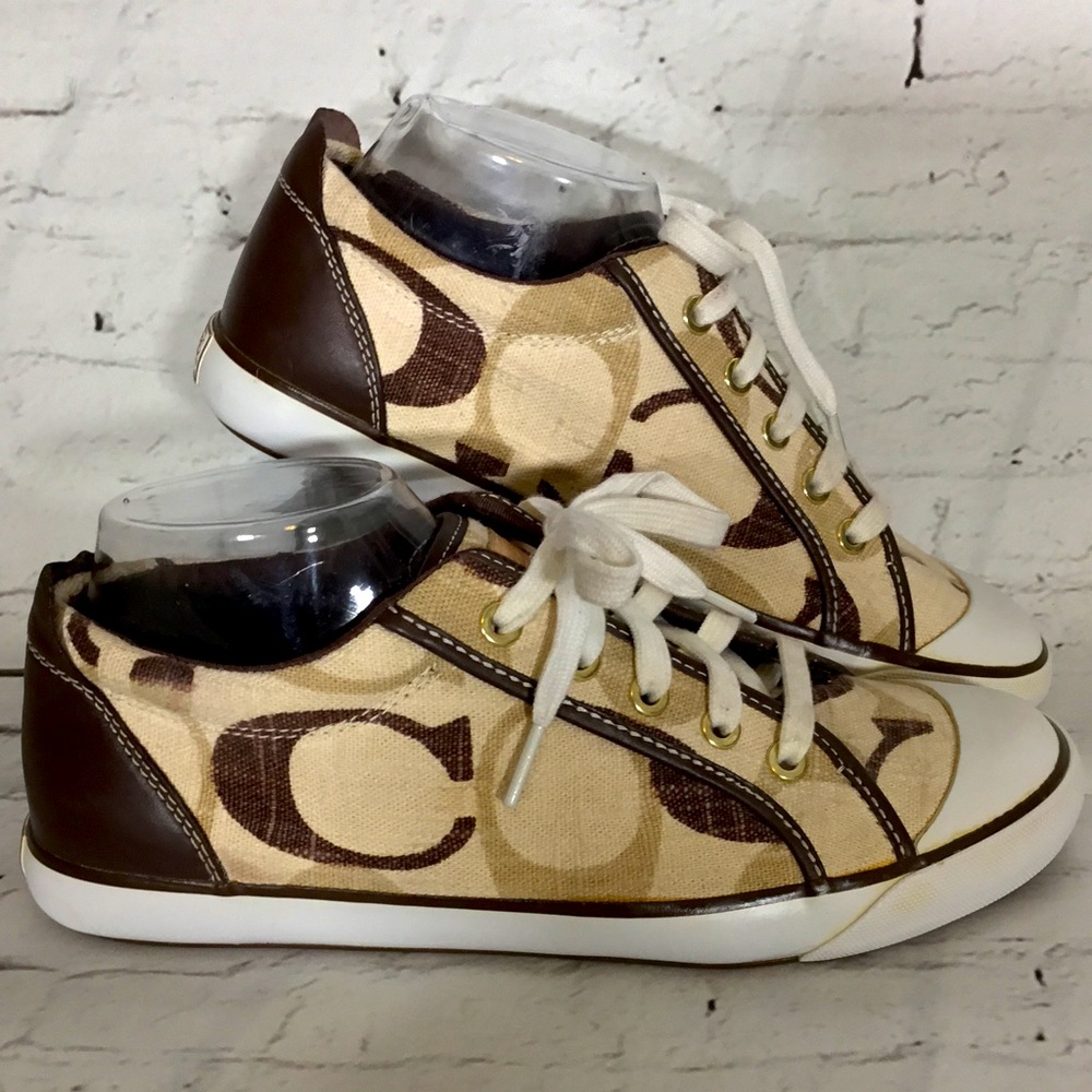 Coach Barrett Monogram Signature Logo Sneakers Shoes Size 9.5 EUC